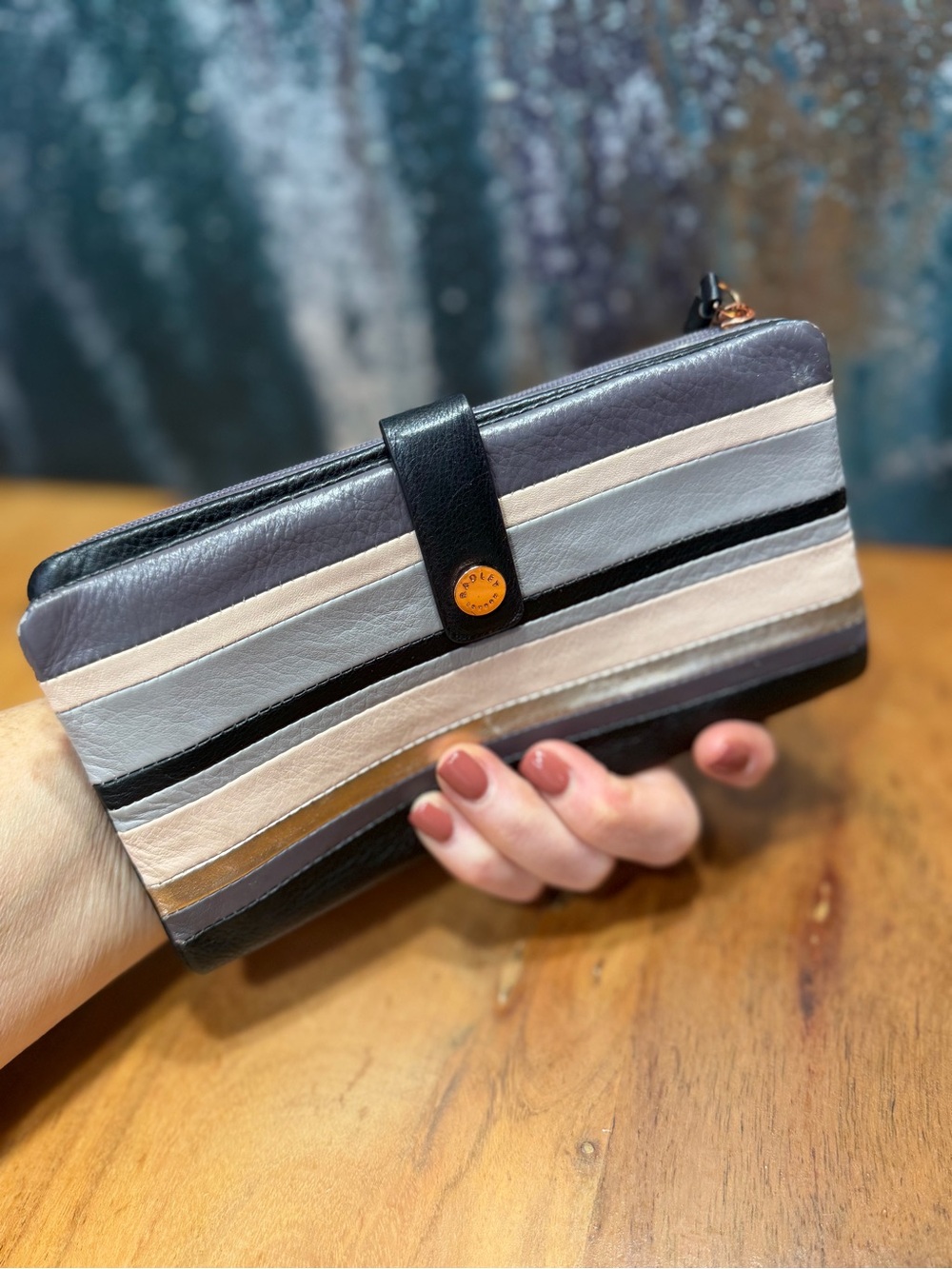 Radley London Colorblock Leather Striped Matinee Long Wallet VGUC